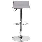 Contemporary Gray Vinyl Adjustable Height Barstool with Quilted Wave Seat and Chrome Base, DS-801B-GY-GG