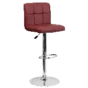 Contemporary Burgundy Quilted Vinyl Adjustable Height Barstool with Chrome Base, DS-810-MOD-BURG-GG