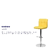 Contemporary Yellow Quilted Vinyl Adjustable Height Barstool with Chrome Base, DS-810-MOD-YEL-GG