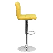Contemporary Yellow Quilted Vinyl Adjustable Height Barstool with Chrome Base, DS-810-MOD-YEL-GG