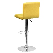 Contemporary Yellow Quilted Vinyl Adjustable Height Barstool with Chrome Base, DS-810-MOD-YEL-GG