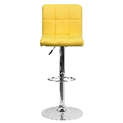 Contemporary Yellow Quilted Vinyl Adjustable Height Barstool with Chrome Base, DS-810-MOD-YEL-GG