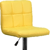 Contemporary Yellow Quilted Vinyl Adjustable Height Barstool with Chrome Base, DS-810-MOD-YEL-GG