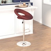 Contemporary Burgundy Vinyl Rounded Orbit-Style Back Adjustable Height Barstool with Chrome Base, DS-811-BURG-GG
