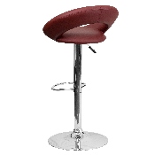 Contemporary Burgundy Vinyl Rounded Orbit-Style Back Adjustable Height Barstool with Chrome Base, DS-811-BURG-GG