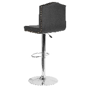 Bellagio Contemporary Adjustable Height Barstool with Accent Nail Trim in Black LeatherSoft, DS-8111-BLK-GG