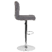 Bellagio Contemporary Adjustable Height Barstool with Accent Nail Trim in Dark Gray Fabric, DS-8111-DGY-F-GG