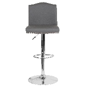 Bellagio Contemporary Adjustable Height Barstool with Accent Nail Trim in Gray LeatherSoft, DS-8111-GRY-GG