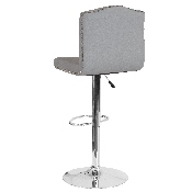 Bellagio Contemporary Adjustable Height Barstool with Accent Nail Trim in Light Gray Fabric, DS-8111-LTG-F-GG