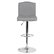 Bellagio Contemporary Adjustable Height Barstool with Accent Nail Trim in Light Gray Fabric, DS-8111-LTG-F-GG