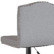 Bellagio Contemporary Adjustable Height Barstool with Accent Nail Trim in Light Gray Fabric, DS-8111-LTG-F-GG
