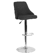 Trieste Contemporary Adjustable Height Barstool in Black Fabric, DS-8121A-BLK-F-GG