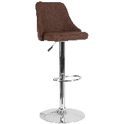 Trieste Contemporary Adjustable Height Barstool in Brown Fabric, DS-8121A-BRN-F-GG
