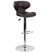 Contemporary Cozy Mid-Back Brown Vinyl Adjustable Height Barstool with Chrome Base, DS-815-BRN-GG