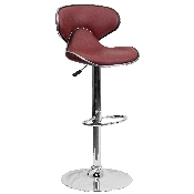 Contemporary Cozy Mid-Back Burgundy Vinyl Adjustable Height Barstool with Chrome Base, DS-815-BURG-GG