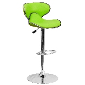 Contemporary Cozy Mid-Back Green Vinyl Adjustable Height Barstool with Chrome Base, DS-815-GRN-GG