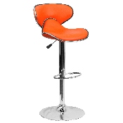 Contemporary Cozy Mid-Back Orange Vinyl Adjustable Height Barstool with Chrome Base, DS-815-ORG-GG