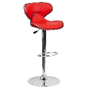 Contemporary Cozy Mid-Back Red Vinyl Adjustable Height Barstool with Chrome Base, DS-815-RED-GG