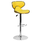 Contemporary Cozy Mid-Back Yellow Vinyl Adjustable Height Barstool with Chrome Base, DS-815-YEL-GG