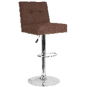 Ravello Contemporary Adjustable Height Barstool with Accent Nail Trim in Brown Fabric, DS-8411-BRN-F-GG