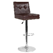 Ravello Contemporary Adjustable Height Barstool with Accent Nail Trim in Brown LeatherSoft, DS-8411-BRN-GG