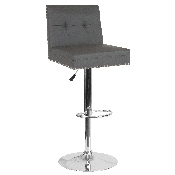 Ravello Contemporary Adjustable Height Barstool with Accent Nail Trim in Gray LeatherSoft, DS-8411-GRY-GG