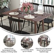 Hatfield 47 Inch Mid-Century Modern Wood Dining Table, Wood Kitchen Table, Dark Walnut, EM-DT16001-WAL-GG