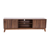 Hatfield Mid-Century Modern TV Stand in Walnut for 65+ Inch TV's - 70 Inch Media Center with Adjustable Center Shelf and Dual Soft Close Doors, EM-TV1801-WAL-GG