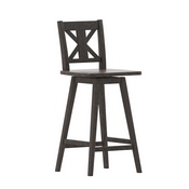 Gwendolyn Commercial Grade Solid Wood Modern Farmhouse Swivel Bar Height Barstool in Gray Wash Walnut, ES-G1-29-GY-GG