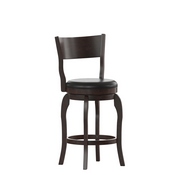 Nichola Commercial Grade Classic Open Back Swivel Counter Height Pub Barstool with Bowed Wooden Frame and Padded LeatherSoft Seat, Espresso/Black, ES-NT2-24-ESP-GG