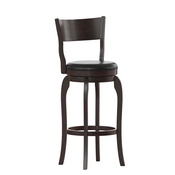 Nichola Commercial Grade Classic Open Back Swivel Bar Height Pub Barstool with Bowed Wooden Frame and Padded LeatherSoft Seat, Espresso/Black, ES-NT2-29-ESP-GG