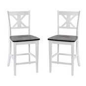 Gwendolyn Set of 2 Commercial Grade Solid Wood Modern Farmhouse Counter Height Barstool in Antique White Wash, ES-STBN1-24-WH-2-GG