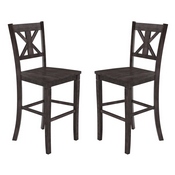 Gwendolyn Set of 2 Commercial Grade Solid Wood Modern Farmhouse Barstool in Gray Wash Walnut, ES-STBN1-29-GY-2-GG
