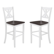 Gwendolyn Set of 2 Commercial Grade Solid Wood Modern Farmhouse Barstool in Antique White Wash, ES-STBN1-29-WH-2-GG