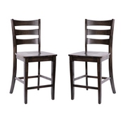 Liesel Set of 2 Commercial Grade Wooden Classic Ladderback Counter Height Barstool with Solid Wood Seat, Gray Wash Walnut, ES-STBN5-24-GY-2-GG