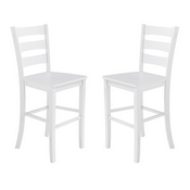 Liesel Set of 2 Commercial Grade Wooden Classic Ladderback Bar Height Barstool with Solid Wood Seat, Antique White Wash, ES-STBN5-29-WH-2-GG