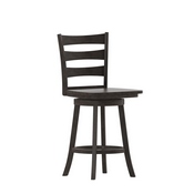 Liesel Commercial Grade Wooden Classic Ladderback Swivel Counter Height Barstool with Solid Wood Seat, Gray Wash Walnut, ES-UN-31WS-24-GY-GG