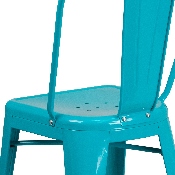 Commercial Grade 24" High Crystal Teal-Blue Metal Indoor-Outdoor Counter Height Stool with Back, ET-3534-24-CB-GG