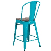 24" High Crystal Teal-Blue Metal Counter Height Stool with Back and Wood Seat, ET-3534-24-CB-WD-GG