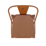 Carly Commercial Grade 24" High Orange Metal Indoor-Outdoor Counter Height Stool with Back with Teak Poly Resin Wood Seat, ET-3534-24-OR-PL1T-GG