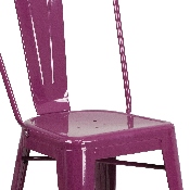 Commercial Grade 24" High Purple Metal Indoor-Outdoor Counter Height Stool with Back, ET-3534-24-PUR-GG
