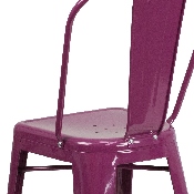 Commercial Grade 24" High Purple Metal Indoor-Outdoor Counter Height Stool with Back, ET-3534-24-PUR-GG