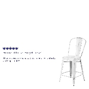 Commercial Grade 24" High Distressed White Metal Indoor-Outdoor Counter Height Stool with Back, ET-3534-24-WH-GG