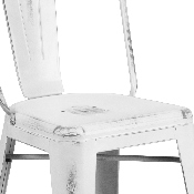Commercial Grade 24" High Distressed White Metal Indoor-Outdoor Counter Height Stool with Back, ET-3534-24-WH-GG