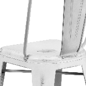 Commercial Grade 24" High Distressed White Metal Indoor-Outdoor Counter Height Stool with Back, ET-3534-24-WH-GG