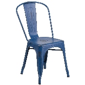 Commercial Grade Distressed Antique Blue Metal Indoor-Outdoor Stackable Chair, ET-3534-AB-GG