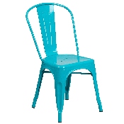 Commercial Grade Crystal Teal-Blue Metal Indoor-Outdoor Stackable Chair, ET-3534-CB-GG
