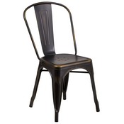 Commercial Grade Distressed Copper Metal Indoor-Outdoor Stackable Chair, ET-3534-COP-GG