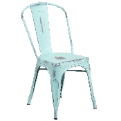 Commercial Grade Distressed Green-Blue Metal Indoor-Outdoor Stackable Chair, ET-3534-DB-GG