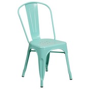 Commercial Grade Mint Green Metal Indoor-Outdoor Stackable Chair, ET-3534-MINT-GG